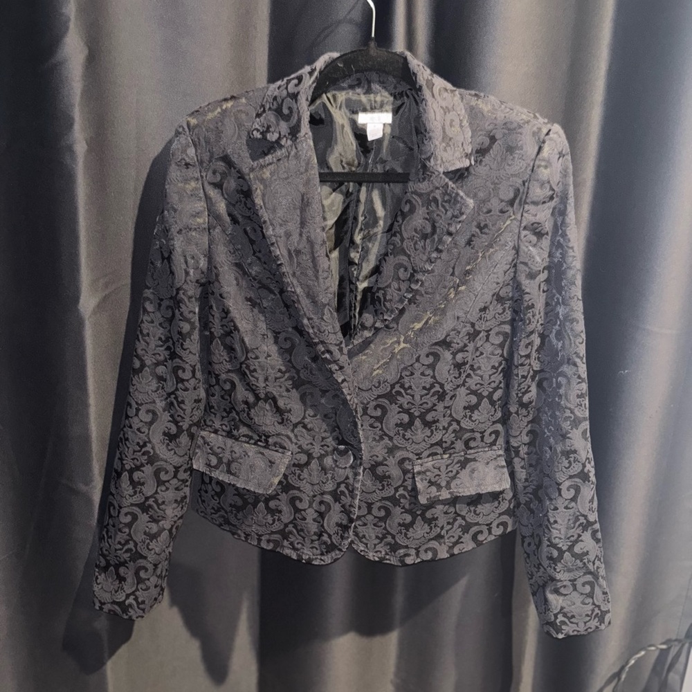 Elegant Black Patterned Women's Blazer